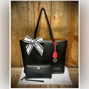 Tory Burch. 4 Piece Set: Perry Tote Bag with Free Wristlet, Twilly & Dust Bag.